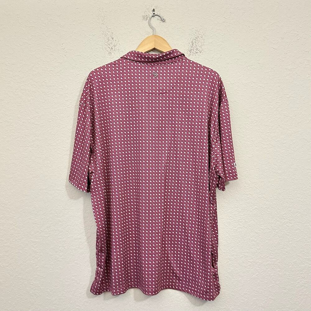 BURLEBO Polo Shirt Maroon Grey Texas All Over Print Performance Golf - Picture 2 of 10